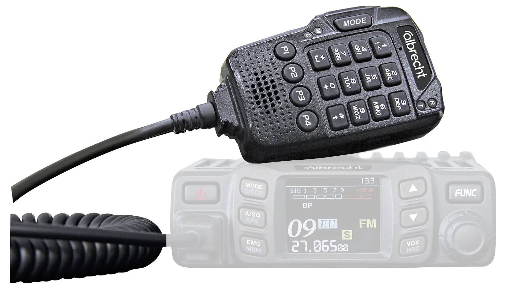 Albrecht Multifunktionales Mikrofon für AE 5900 Mini SSB Ansteck Sprach-Mikrofon Schwarz