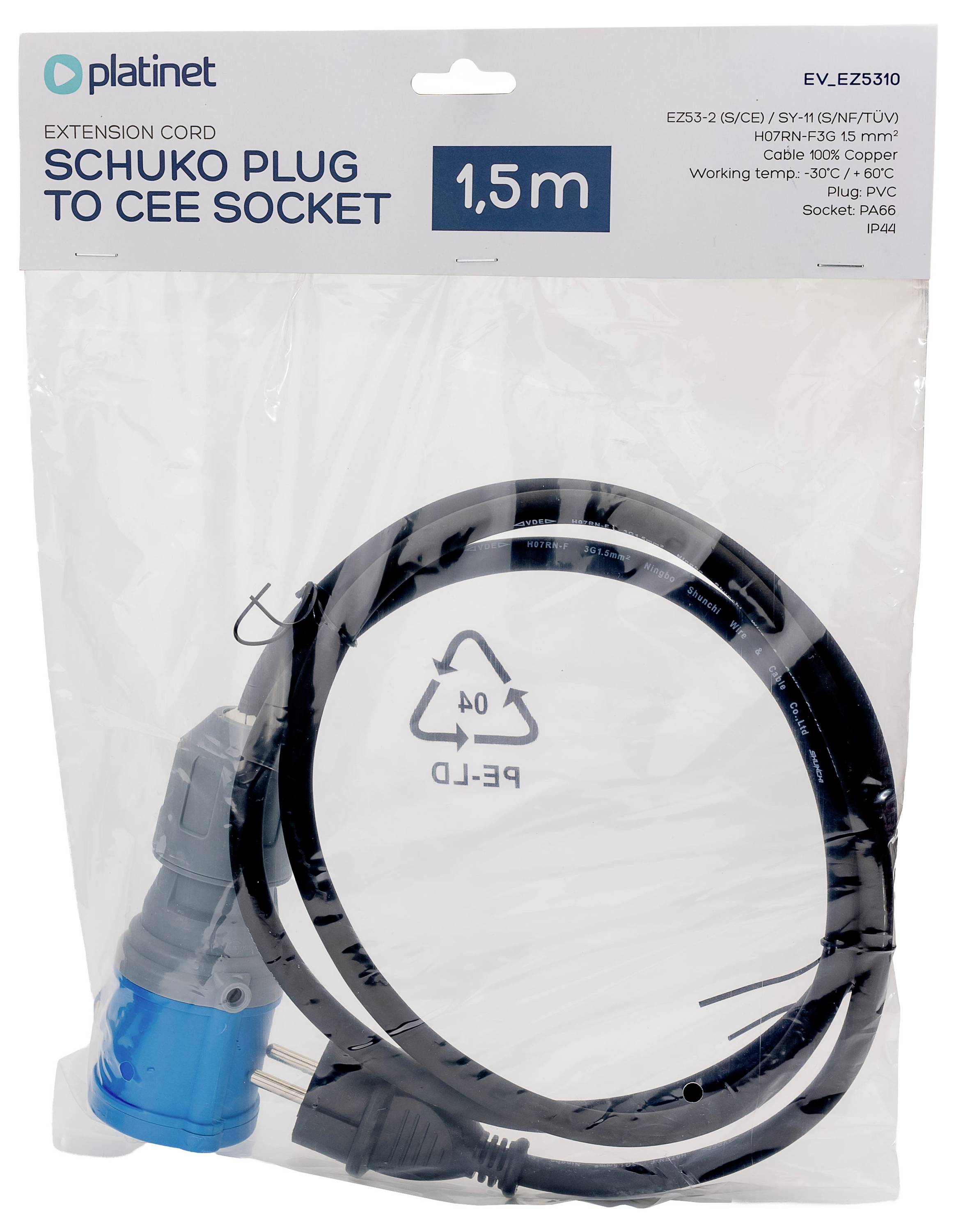 Platinet 46277 EV_EZ5310 CEE Adapterkabel 16A 230V 1St.