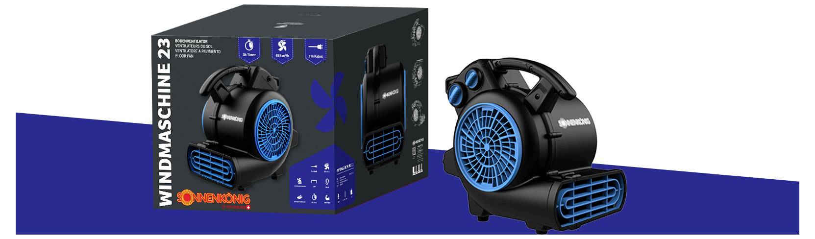 Sonnenkönig Bodenventilator 170W Automatische Abschaltung, Schwenkbar, Timer, Überhitzungsschutz