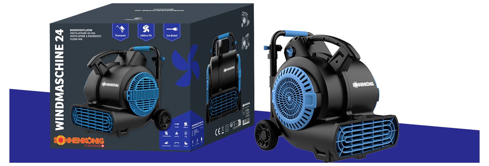 Sonnenkönig Bodenventilator 450W Schwenkbar