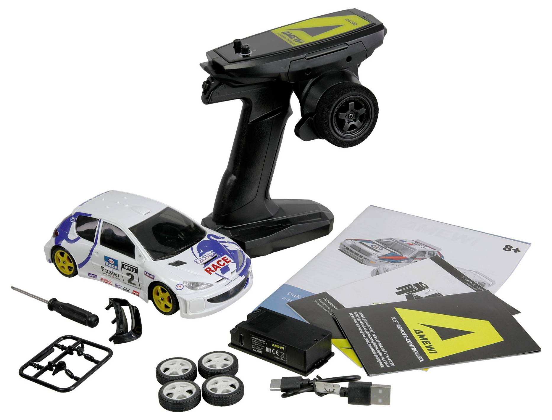 Amewi RC-Modell Brushed 1:28 Fahrzeug Elektro Drift Allradantrieb (4WD) RtR 2,4GHz