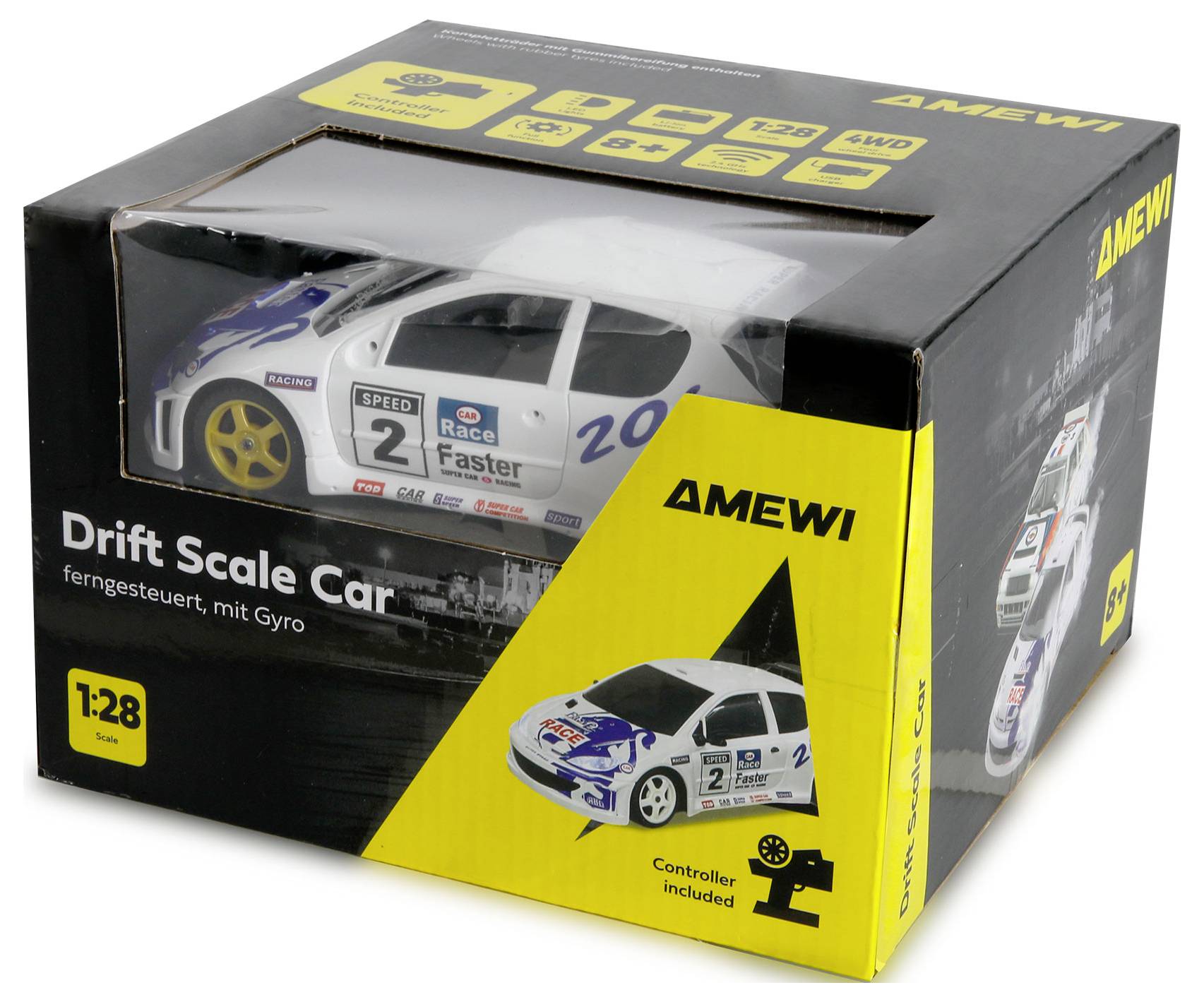 Amewi RC-Modell Brushed 1:28 Fahrzeug Elektro Drift Allradantrieb (4WD) RtR 2,4GHz