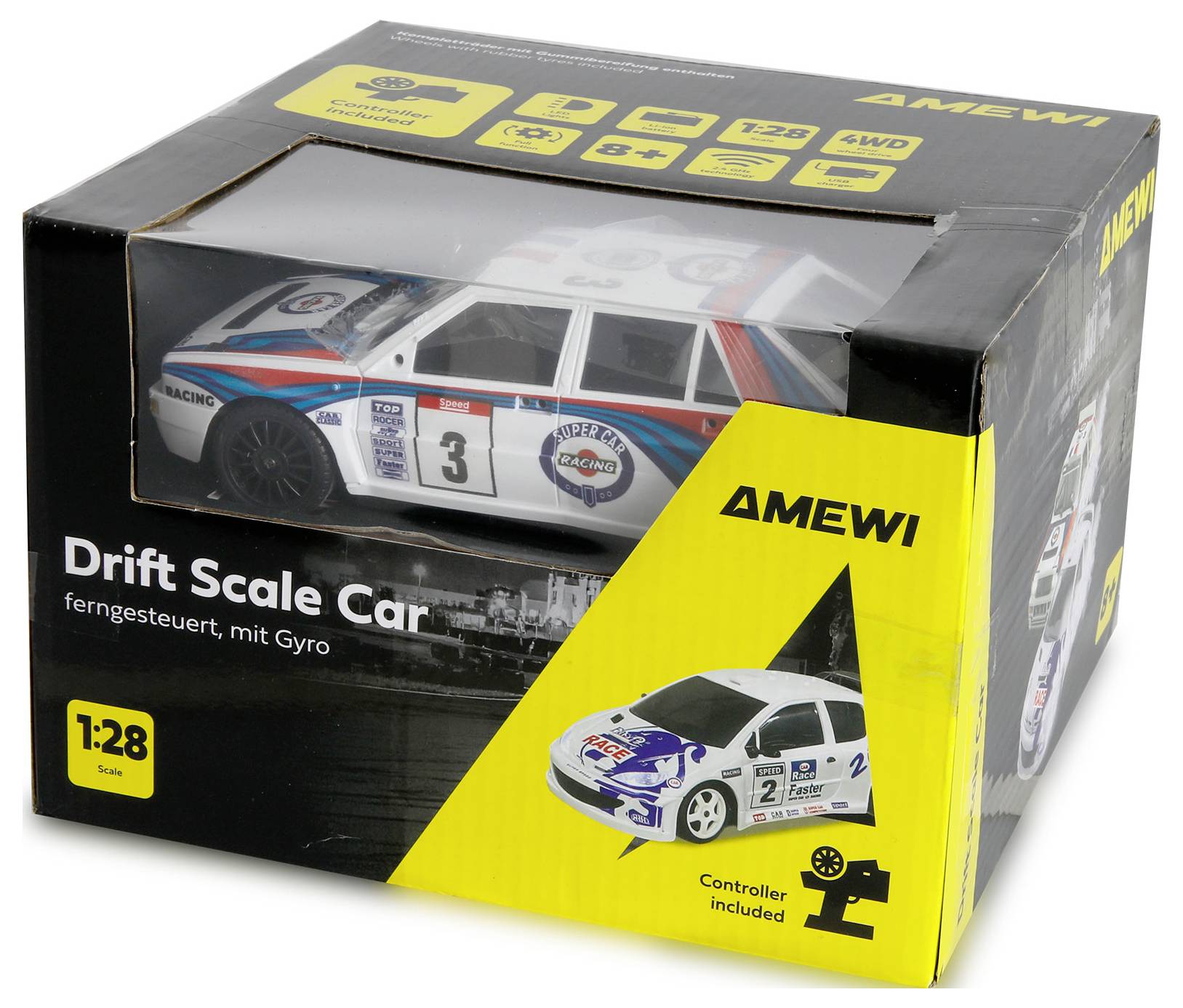 Amewi RC-Modell Brushed 1:28 Fahrzeug Elektro Drift Allradantrieb (4WD) RtR 2,4GHz
