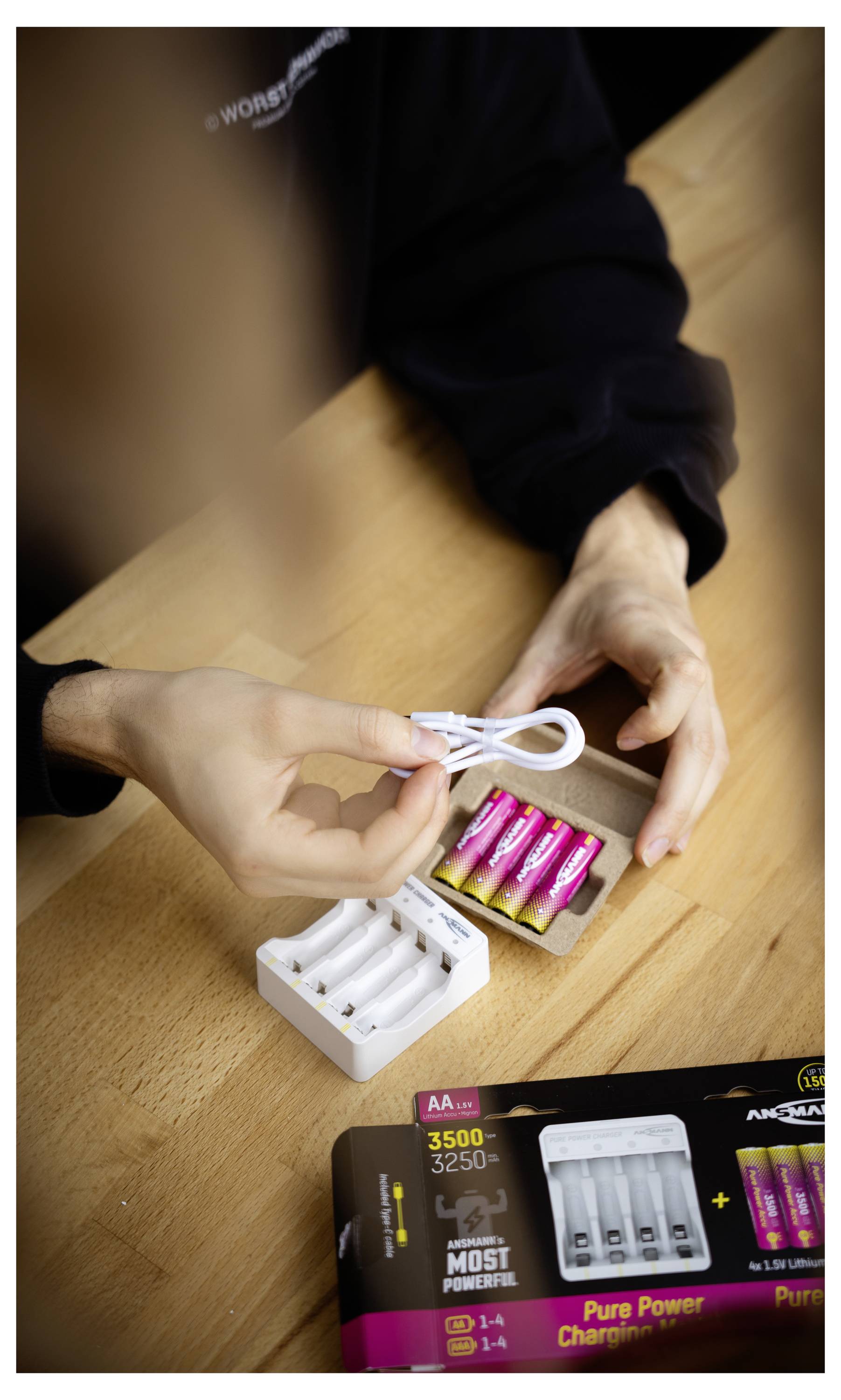 Ansmann Pure Power Set 4× Micro AAA Akkus und Lademodul Micro (AAA)-Akku NiMH 1250 mAh 1.5V 1St.