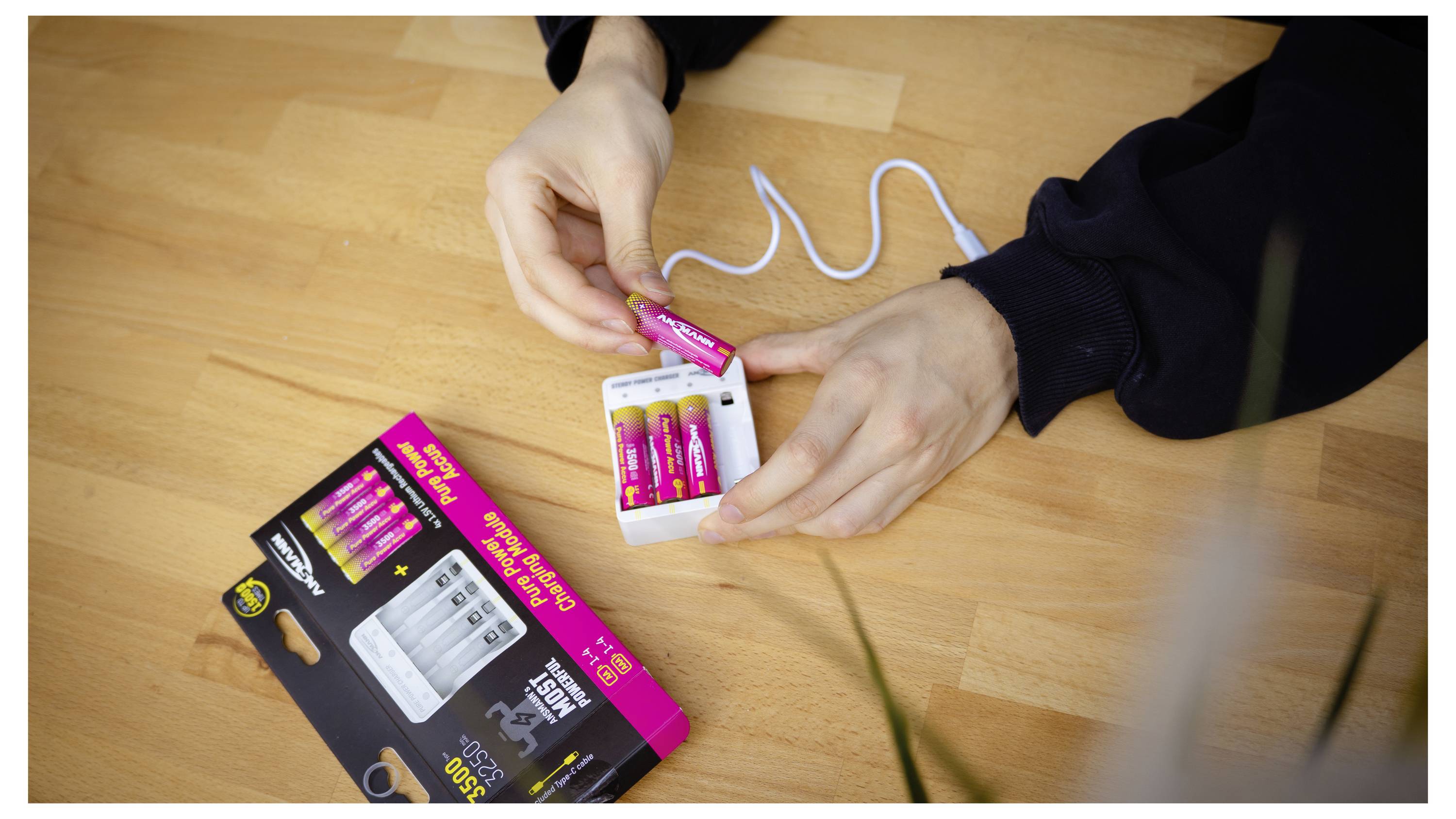 Ansmann Pure Power Set 4× Micro AAA Akkus und Lademodul Micro (AAA)-Akku NiMH 1250 mAh 1.5V 1St.