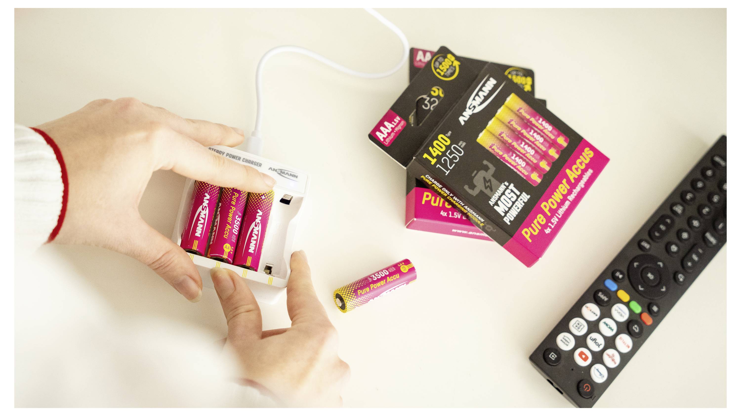 Ansmann Pure Power Set 4× Micro AAA Akkus und Lademodul Micro (AAA)-Akku NiMH 1250 mAh 1.2V 1St.