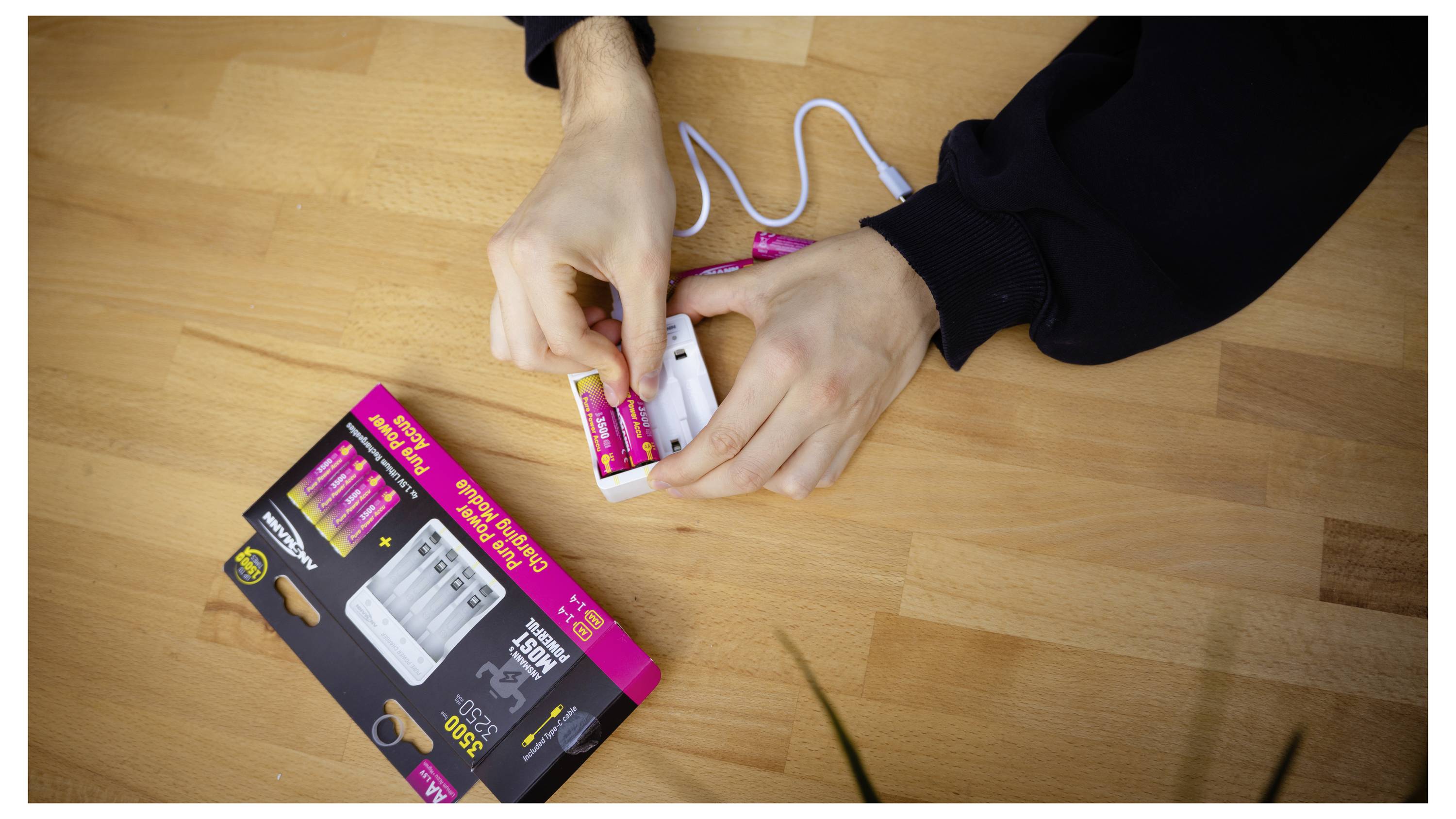 Ansmann Pure Power Set 4× Mignon AA Akkus und Lademodul Mignon (AA)-Akku NiMH 3250 mAh 1.5V 1St.