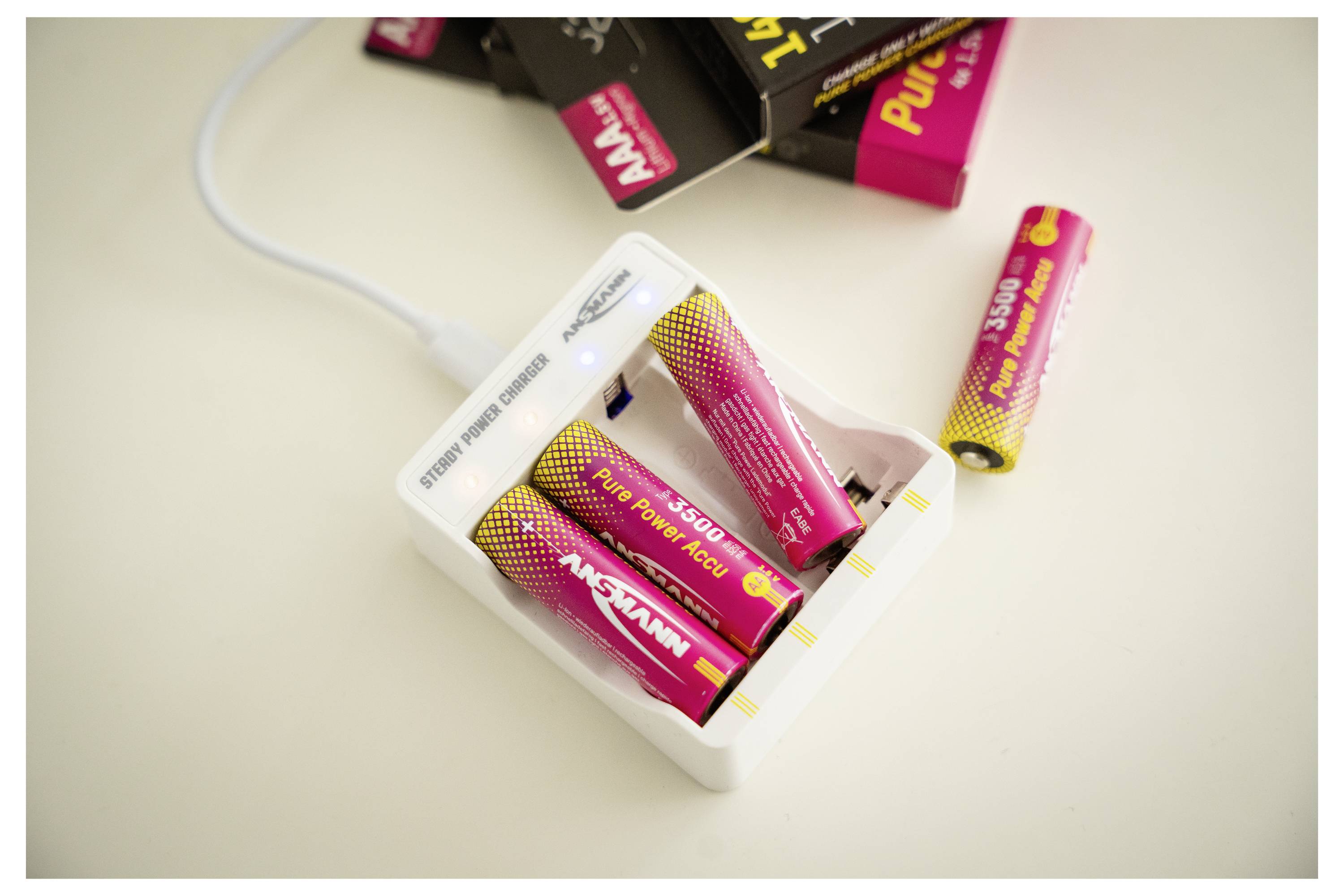 Ansmann Pure Power Set 4× Mignon AA Akkus und Lademodul Mignon (AA)-Akku NiMH 3250 mAh 1.2V 1St.