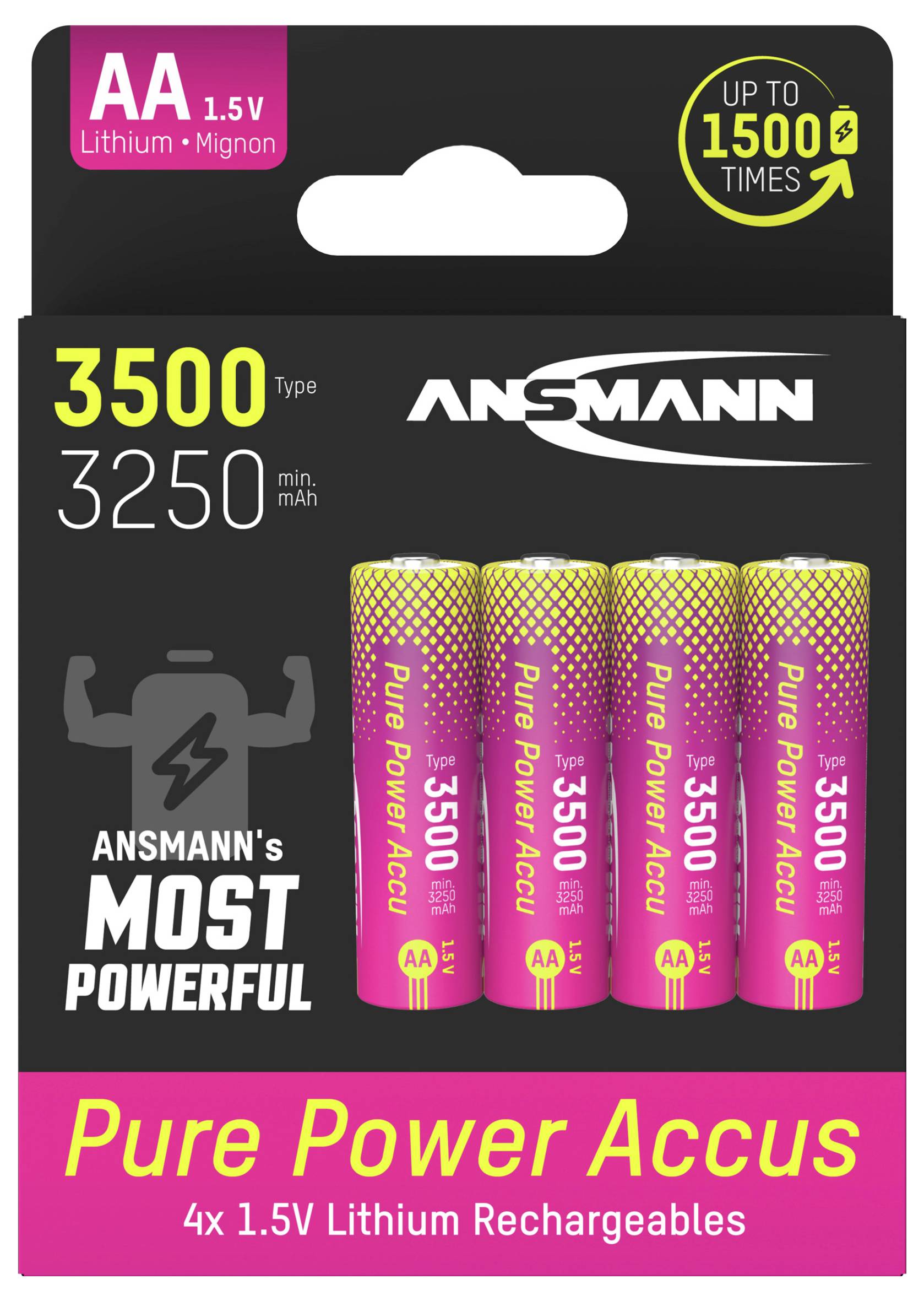 Ansmann Li-Ion Akku Mignon AA Typ 3500 (min. 3200 mAh) Akku-Set Li-Ion 3250 mAh 1.5 V 1 St.