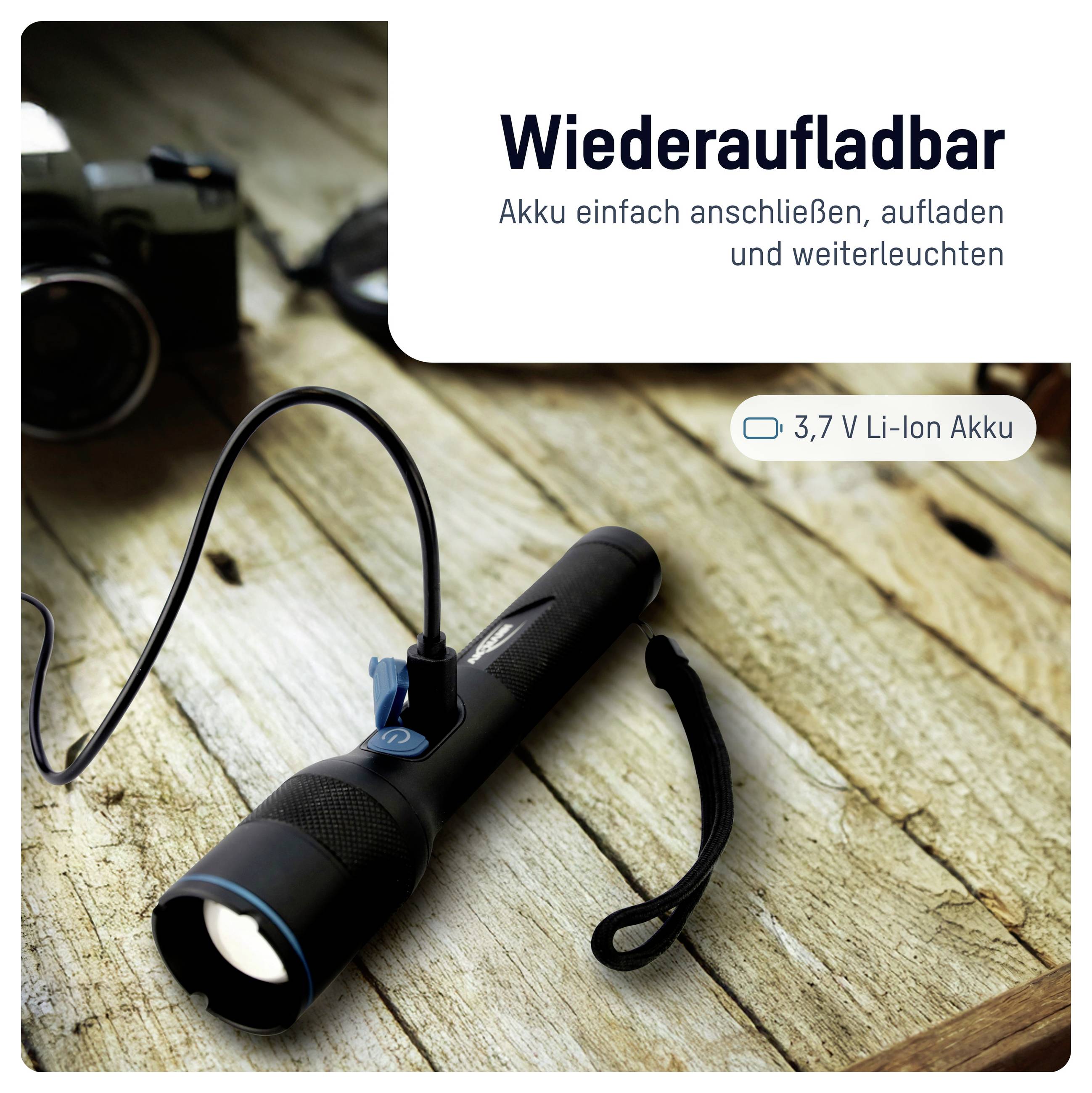 Ansmann LED Taschenlampe Adventure TA1800RF wiederaufladbar 1600-0763 SMD LED Taschenlampe Große Reichweite akkubetrieben 1800 lm 6 h 182 g