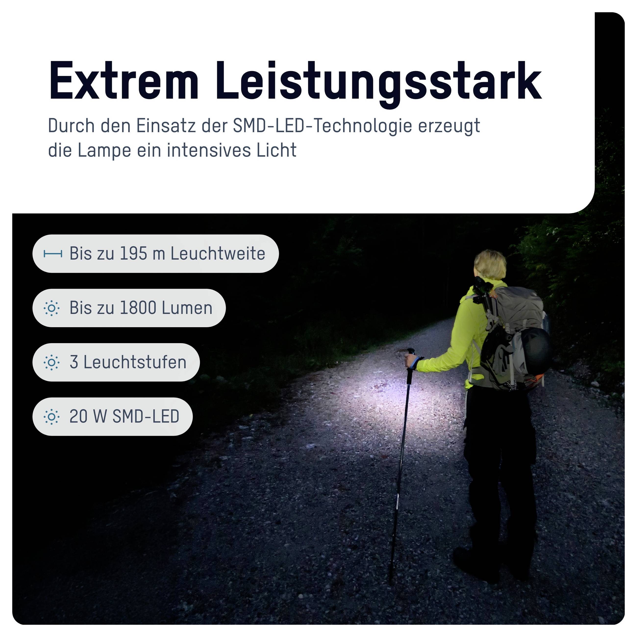 Ansmann LED Taschenlampe Adventure TA1800RF wiederaufladbar 1600-0763 SMD LED Taschenlampe Große Reichweite akkubetrieben 1800 lm 6 h 182 g