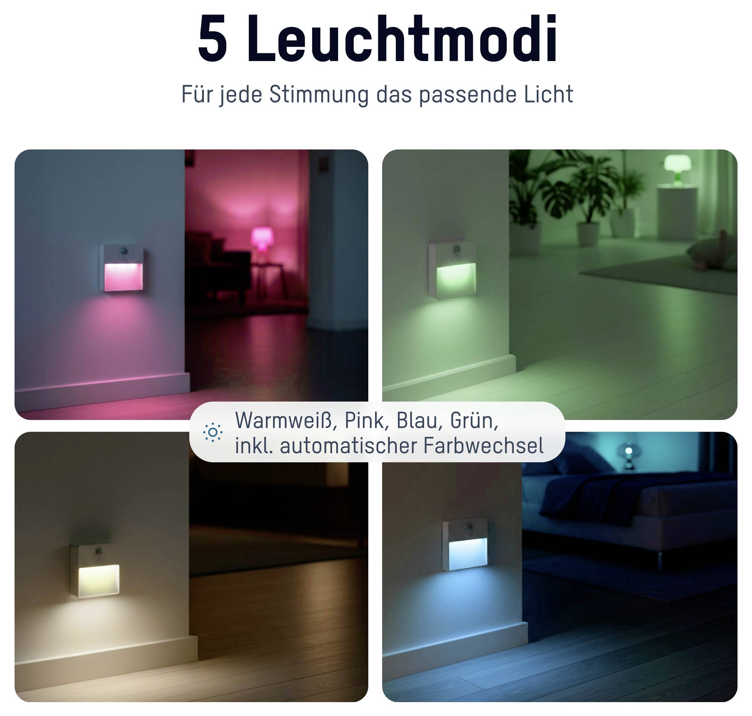 Ansmann Sensor-Nachtlicht NL5R wiederaufladbar 1600-0481 Nachtlicht mit Bewegungsmelder Rund LED Warmweiß Weiß