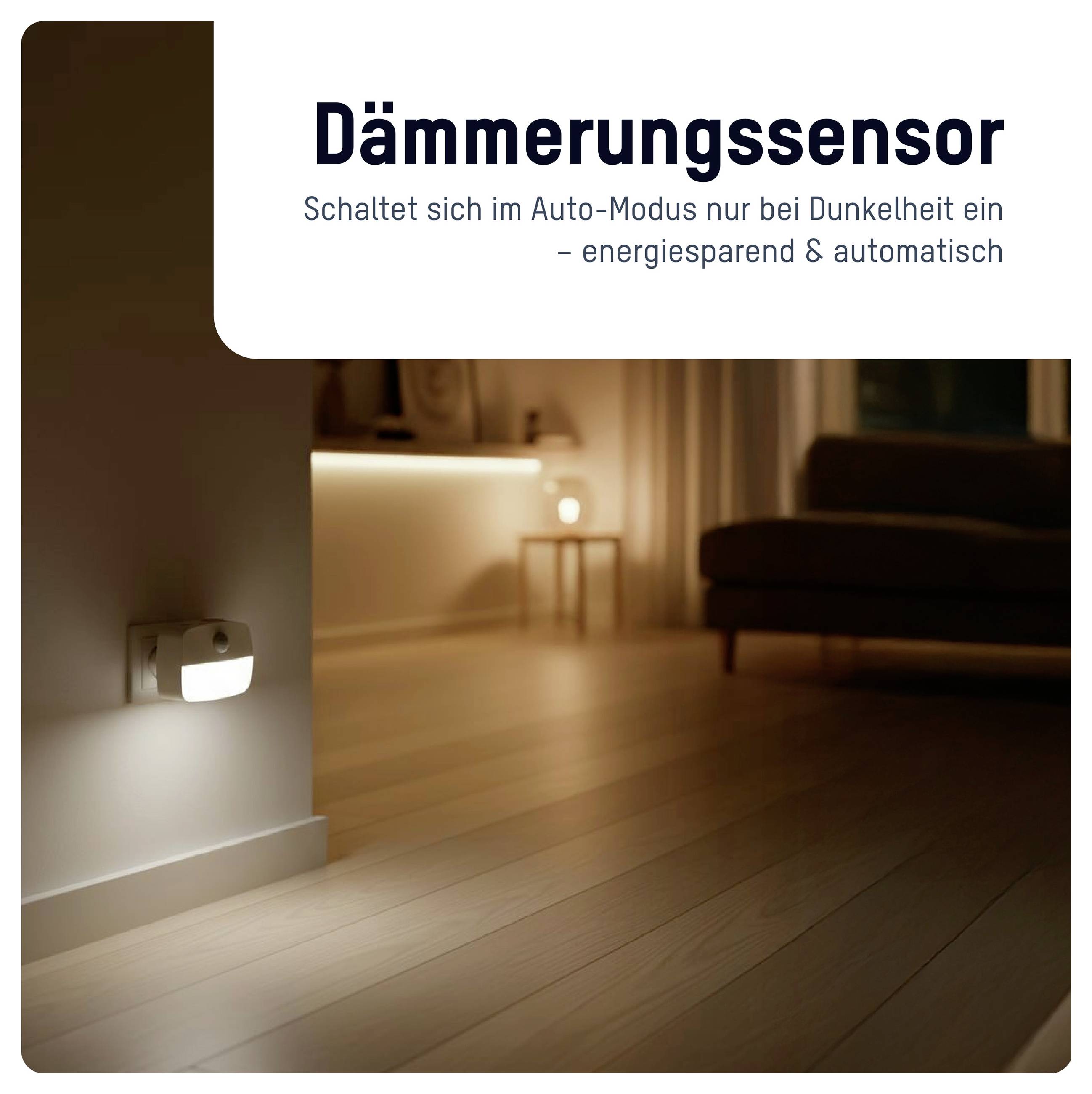 Ansmann Sensor-Nachtlicht NL30 AC 1600-0778 Nachtlicht mit Bewegungsmelder Rechteckig LED Warmweiß Weiß