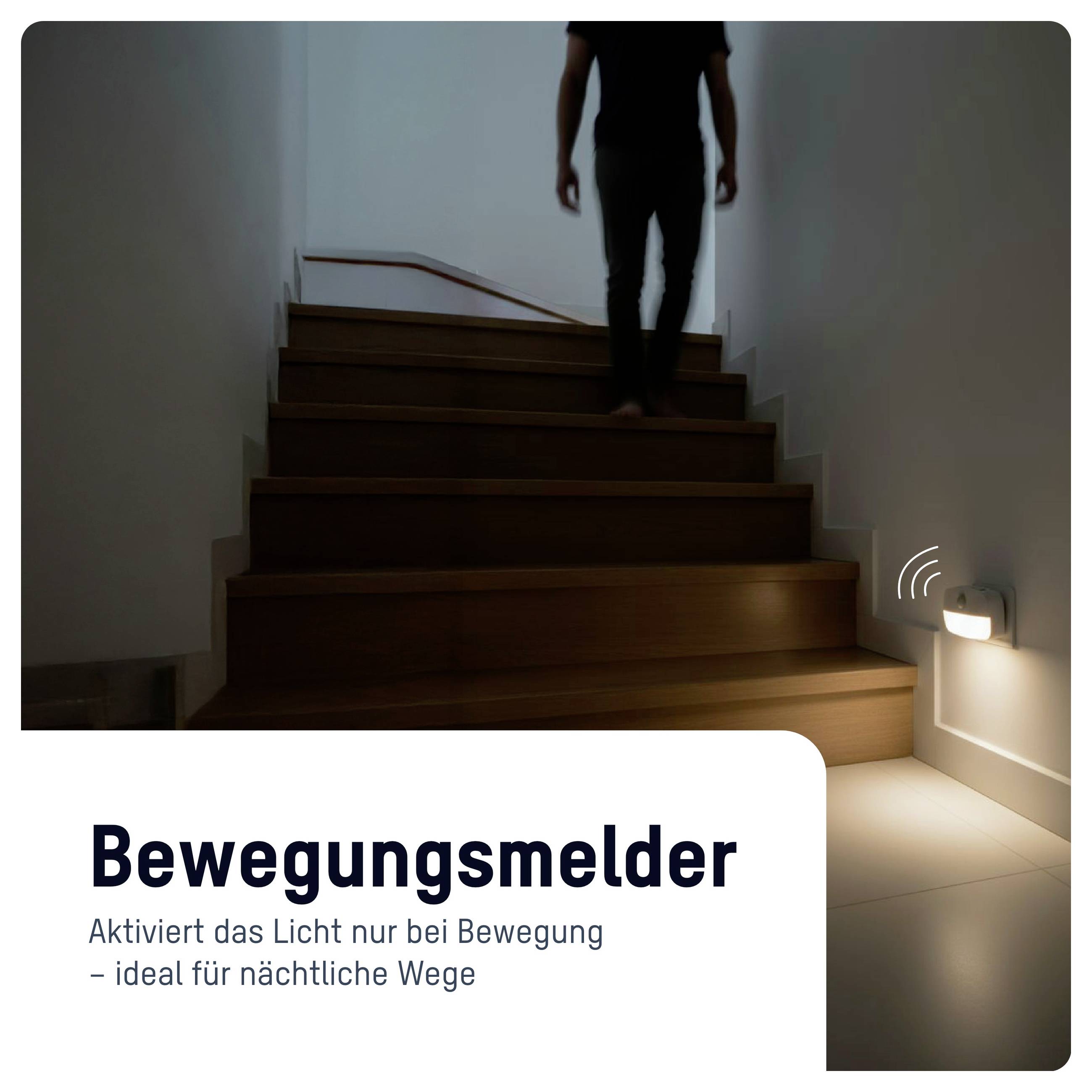 Ansmann Sensor-Nachtlicht NL30 AC 1600-0778 Nachtlicht mit Bewegungsmelder Rechteckig LED Warmweiß Weiß