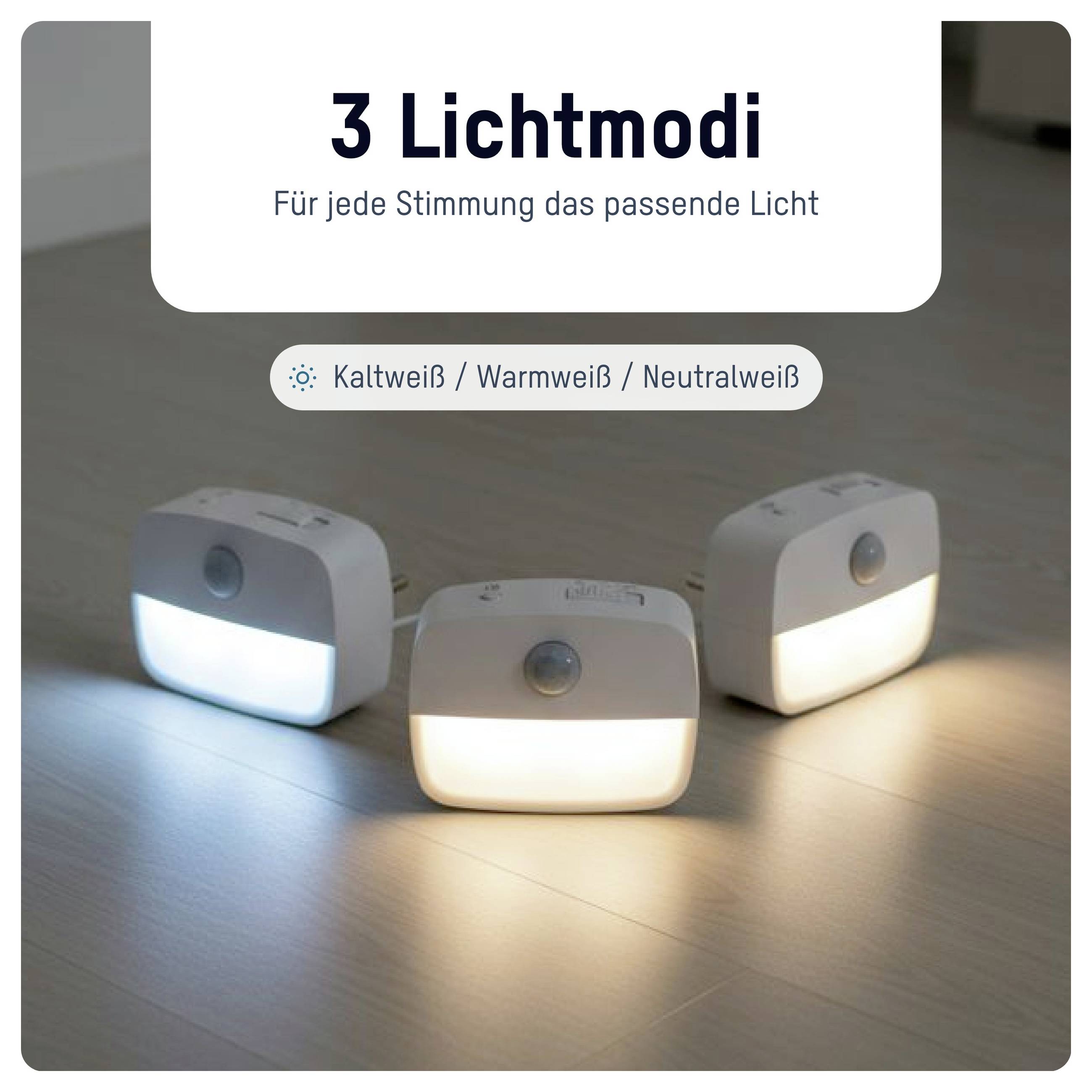 Ansmann Sensor-Nachtlicht NL30 AC 1600-0778 Nachtlicht mit Bewegungsmelder Rechteckig LED Warmweiß Weiß