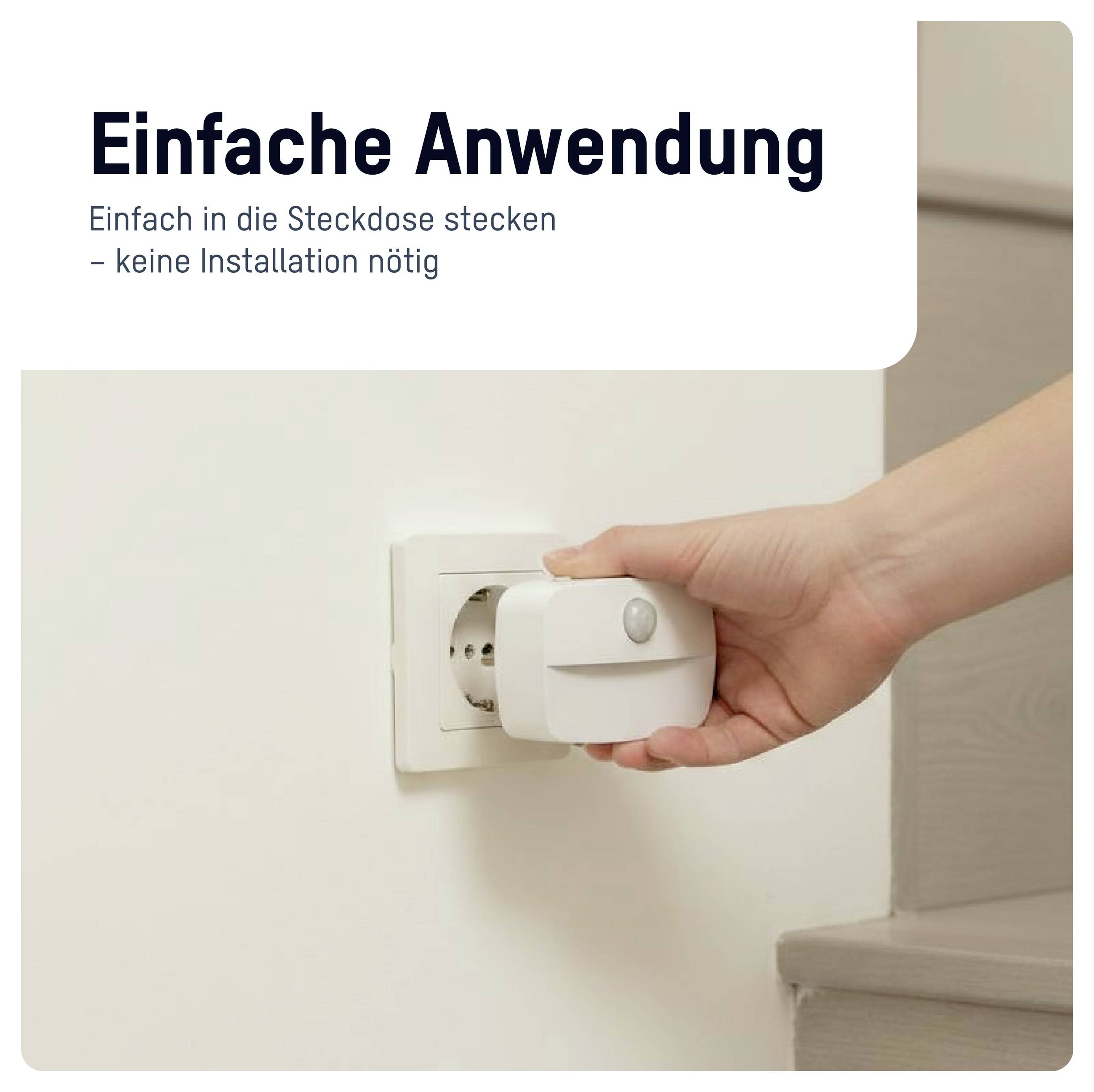 Ansmann Sensor-Nachtlicht NL30 AC 1600-0778 Nachtlicht mit Bewegungsmelder Rechteckig LED Warmweiß Weiß