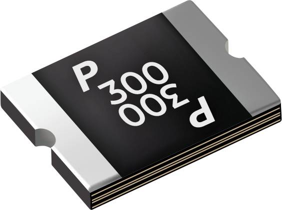 Eine schwarze elektronische Komponente mit der weißen Beschriftung „P300