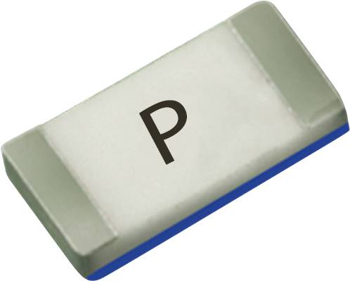 Eine kleine, rechteckige elektronische Komponente mit dem Buchstaben „P