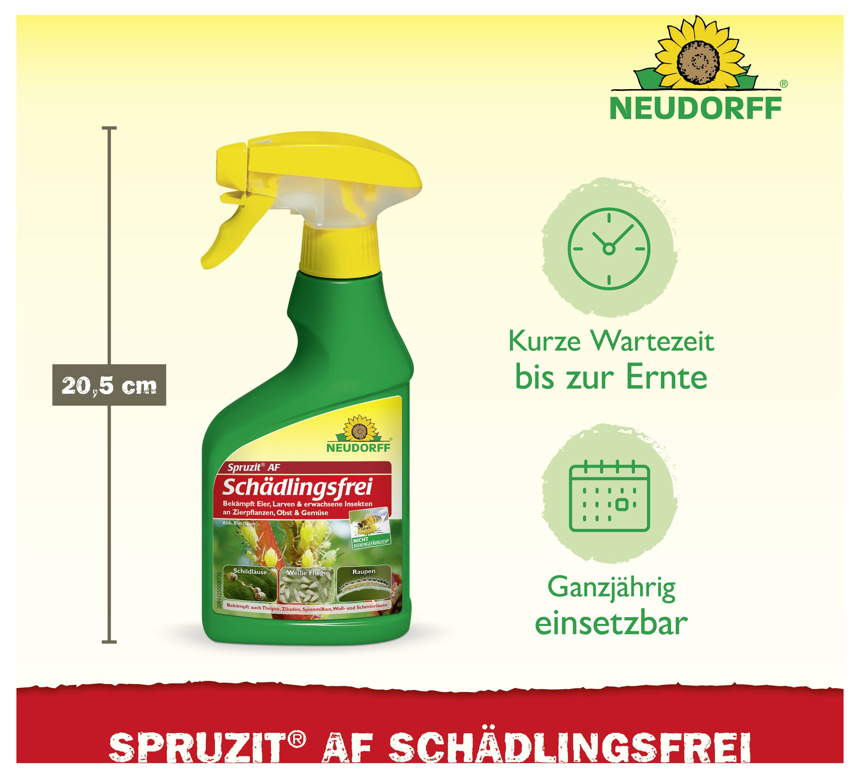 Neudorff Spruzit AF Schädlingsfrei in Sprühflasche; 20,5 cm hoch; Hinweise: kurze Wartezeit bis zur Ernte und ganzjährig einsetzbar.