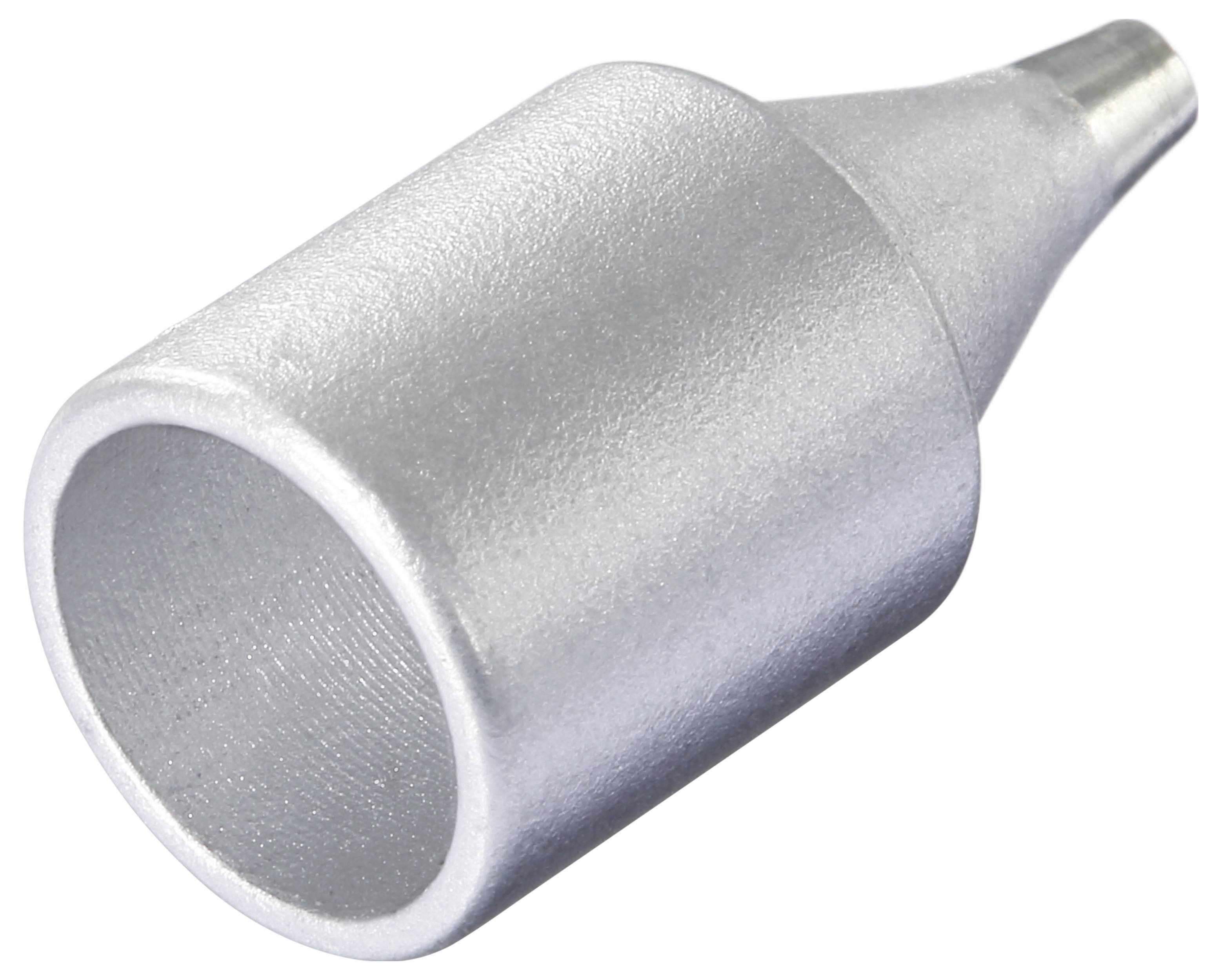 Ein metallischer, kegelförmiger Stecker oder Anschluss mit einer leicht strukturierten Oberfläche, mit einer breiteren zylindrischen Basis, die sich zu einem schmalen Ende verjüngt.