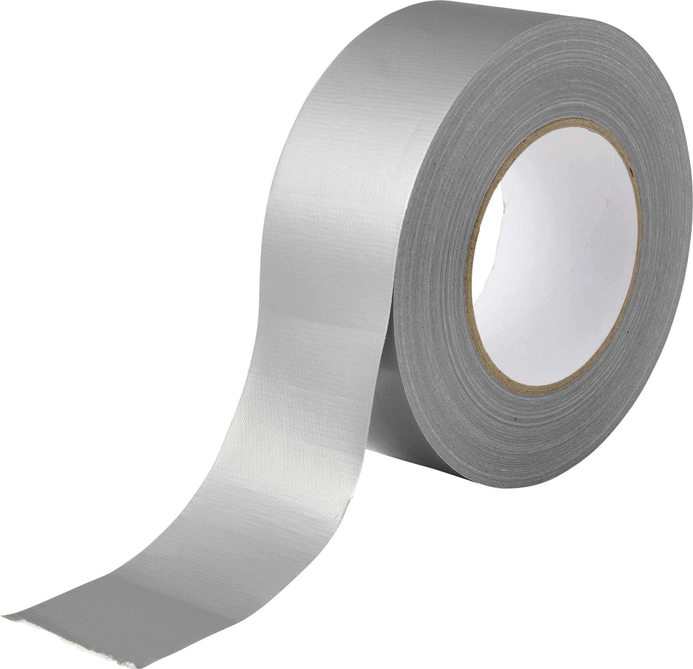 Eine Rolle silbernes Klebeband mit einem abgerollten Streifen auf weißem Hintergrund.