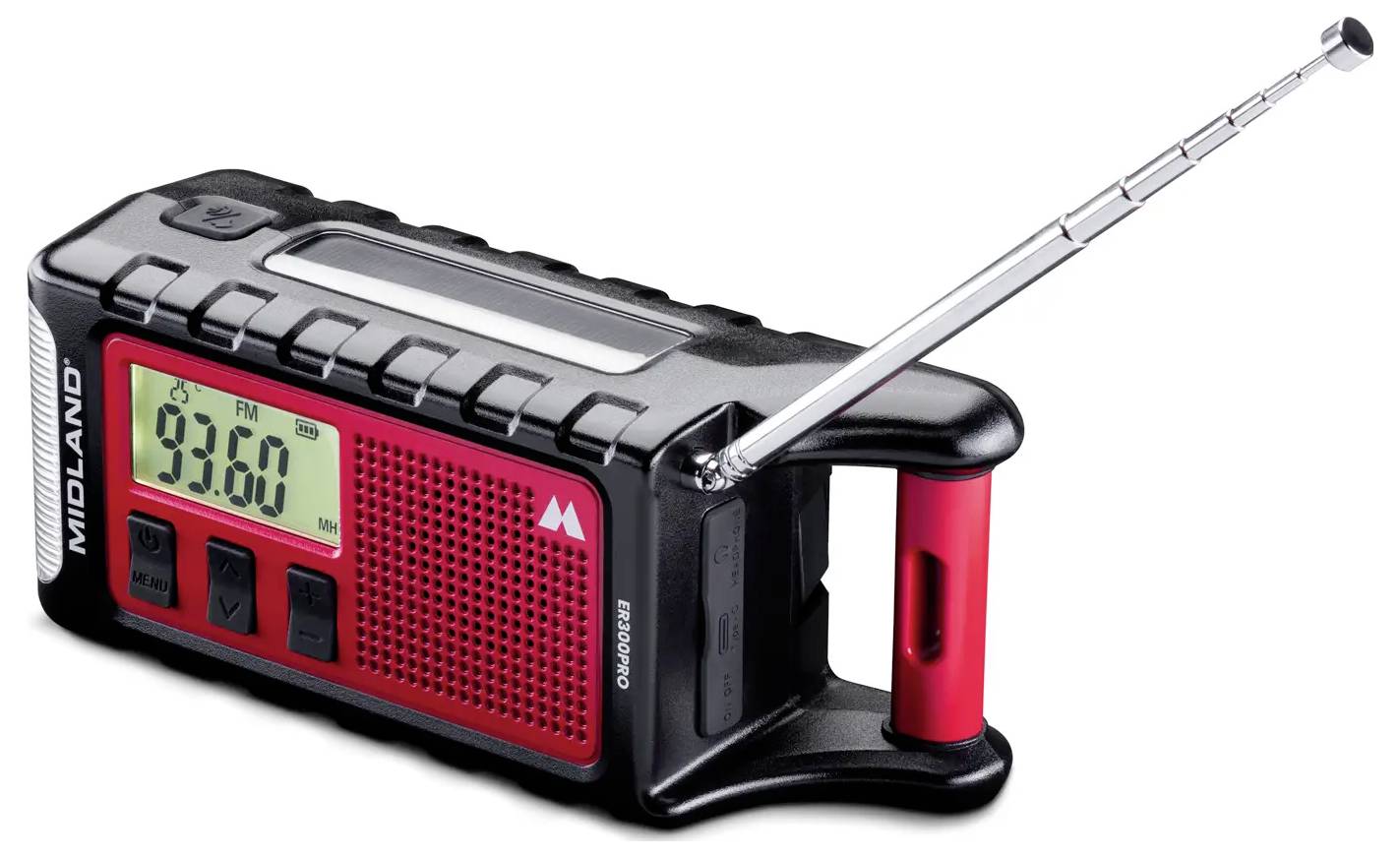 Midland ER 300 Pro Notfallradio AM, UKW Bluetooth®, Notfallradio, UKW, MW, USB Handkurbel, Solarpanel, Powerbank-Funktion