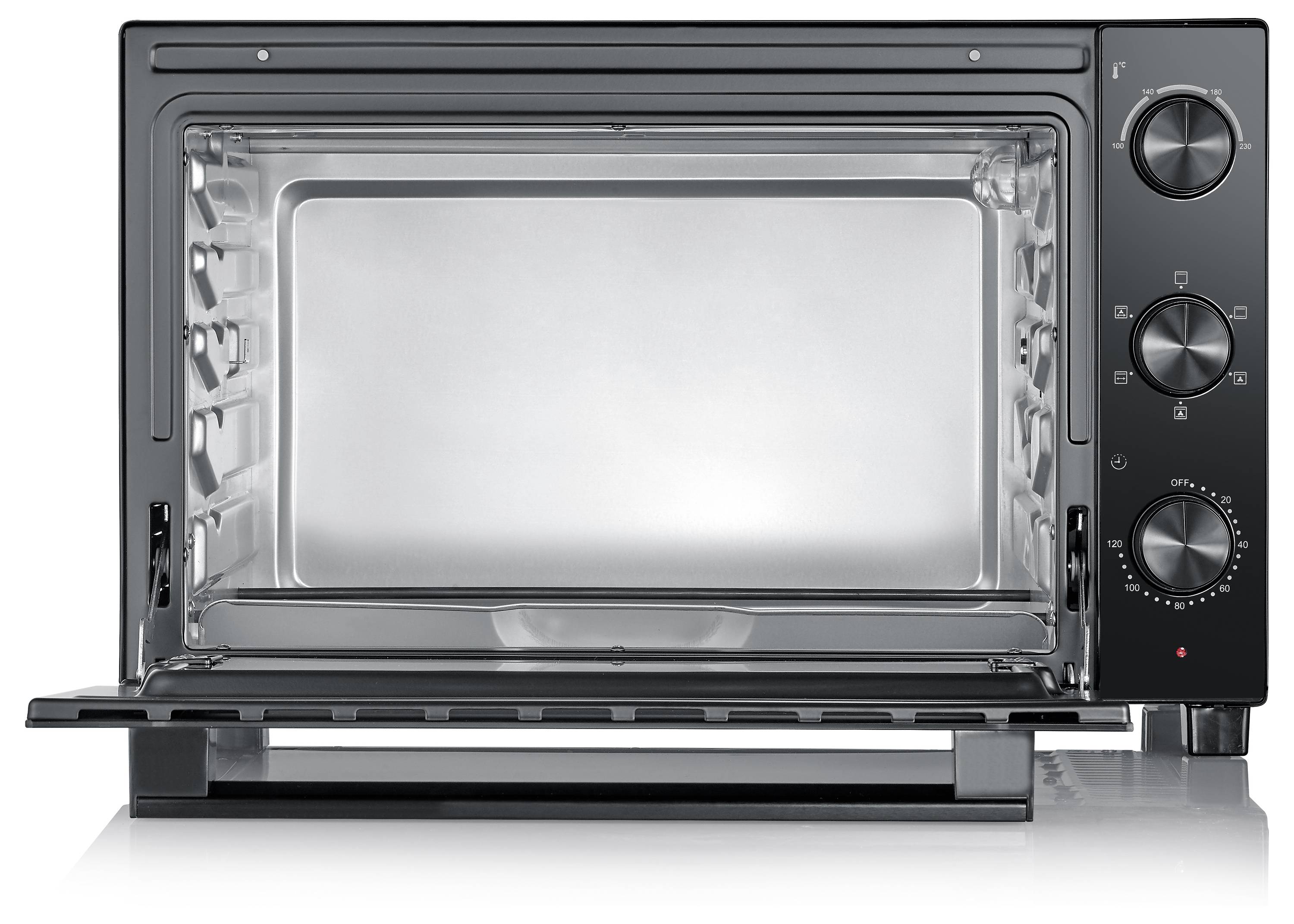 Severin 2076 Minibackofen mit Grillspieß, Timerfunktion, Temperaturvorwahl, Umluft-Funktion, mit Pizzastein 46 l