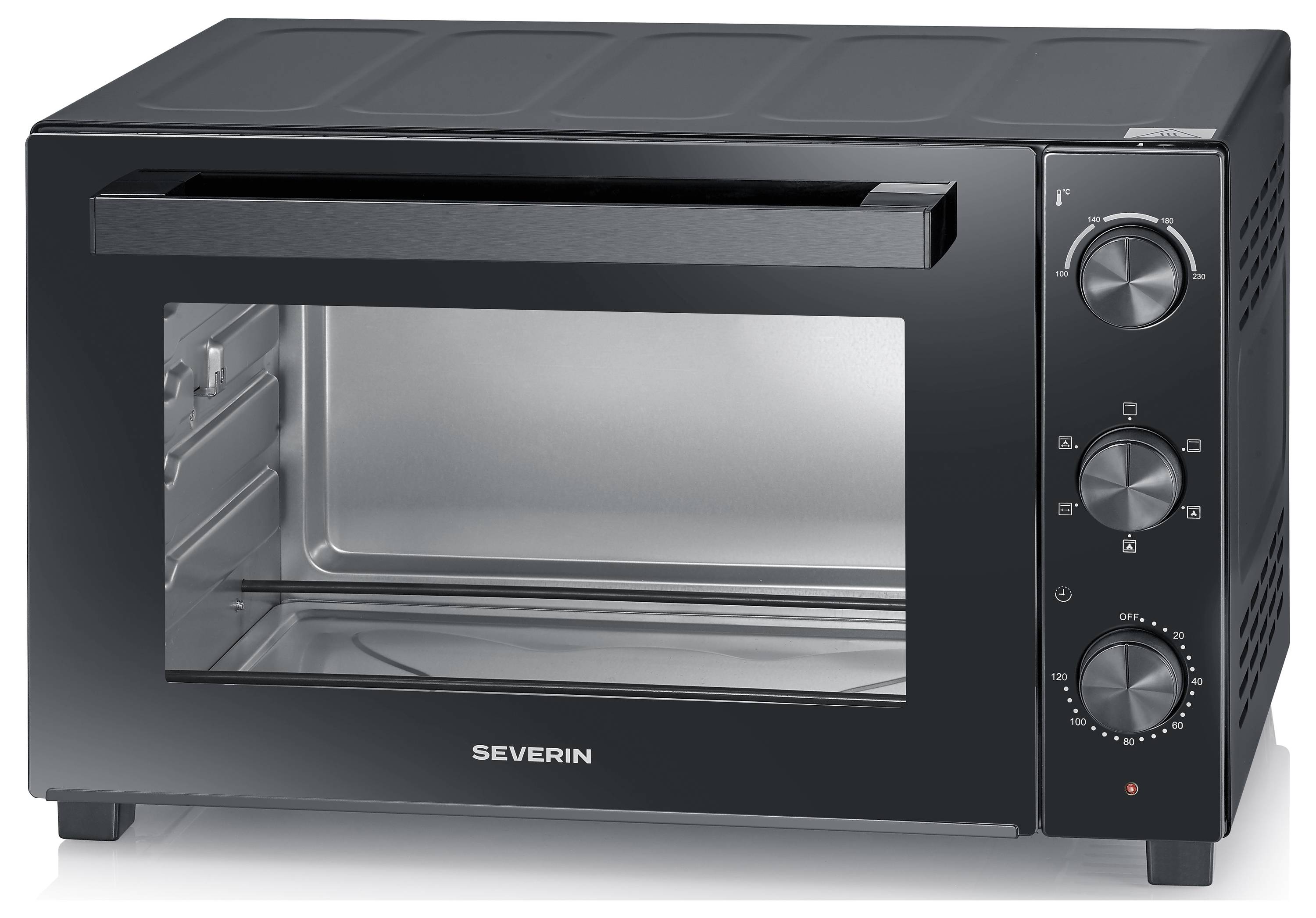 Severin 2076 Minibackofen mit Grillspieß, Timerfunktion, Temperaturvorwahl, Umluft-Funktion, mit Pizzastein 46 l