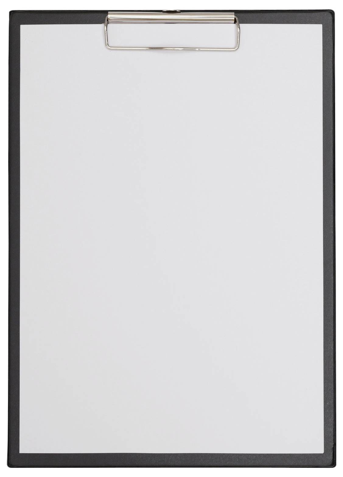 Eine leere Zwischenablage mit einem metallischen Clip oben, einsatzbereit.