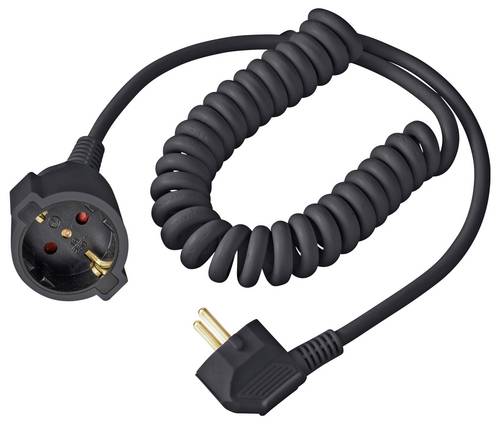 Sygonix SY-7279266 Strom Verlängerungskabel 16 A Schwarz 2.50 m H05VV-F 3G 1,5 mm² Spiralkabel