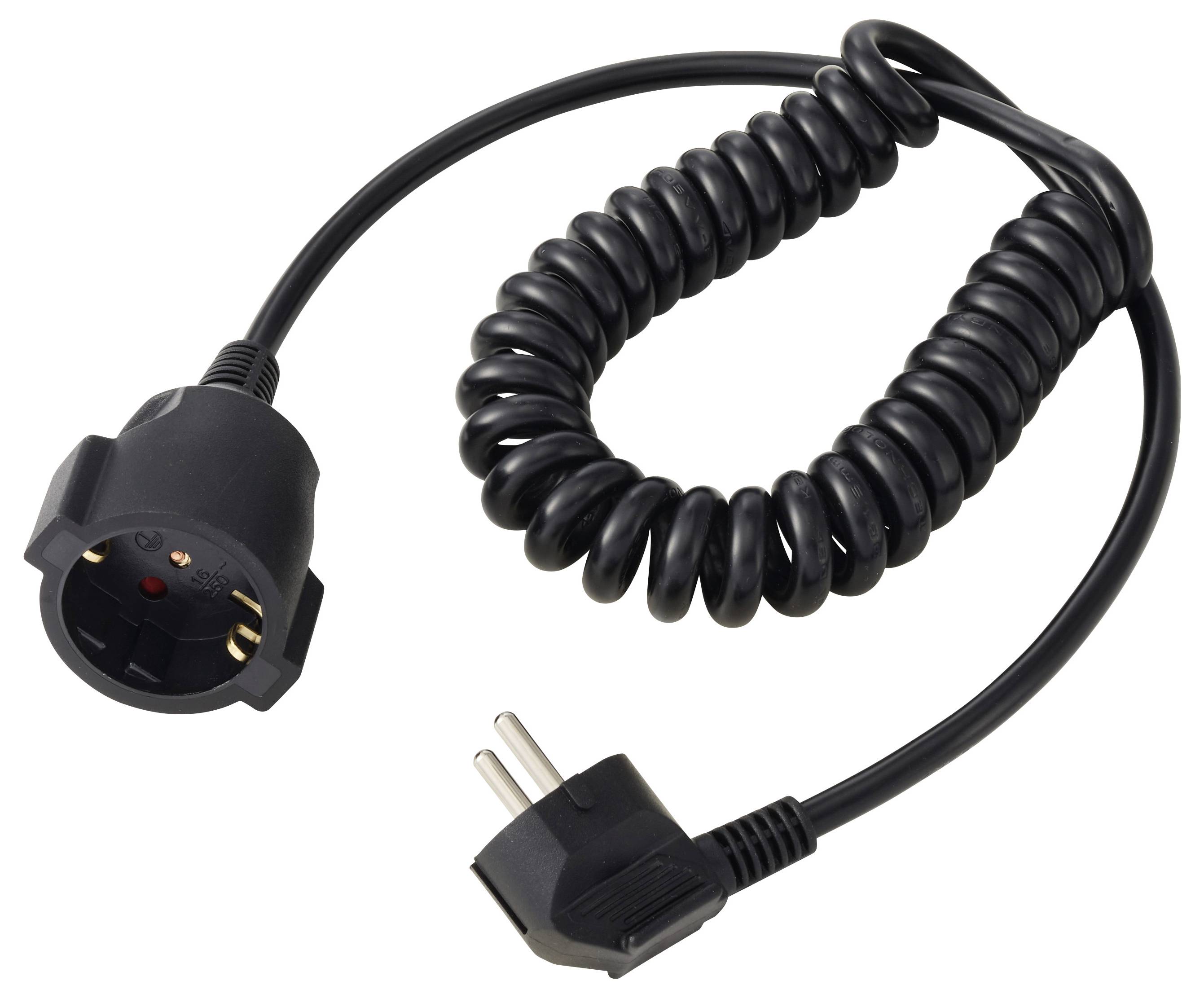 Sygonix SY-7279266 Strom Verlängerungskabel 16A Schwarz 2.50m H05VV-F 3G 1,5mm² Spiralkabel