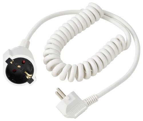 Sygonix SY-7279268 Strom Verlängerungskabel 16 A Weiß 2.50 m H05VV-F 3G 1,5 mm² Spiralkabel