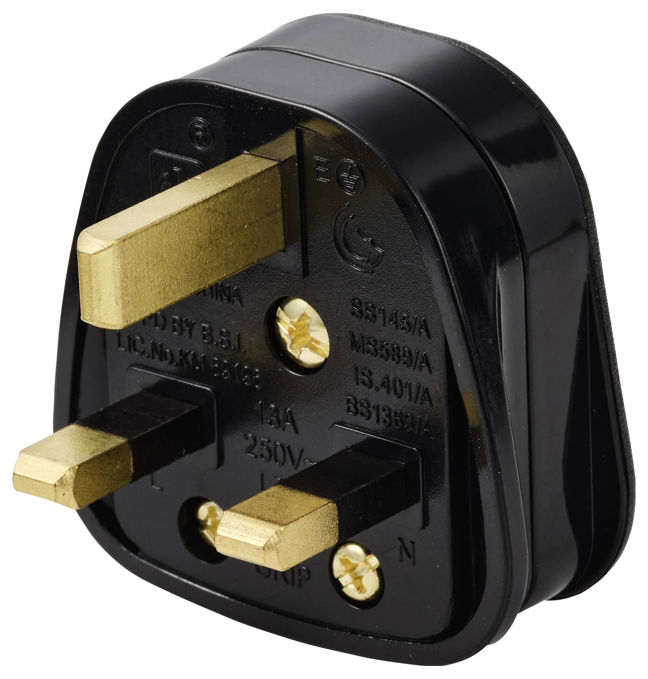 Sygonix SY-7279830 Schutzkontaktstecker Plastik 250 V/AC Schwarz