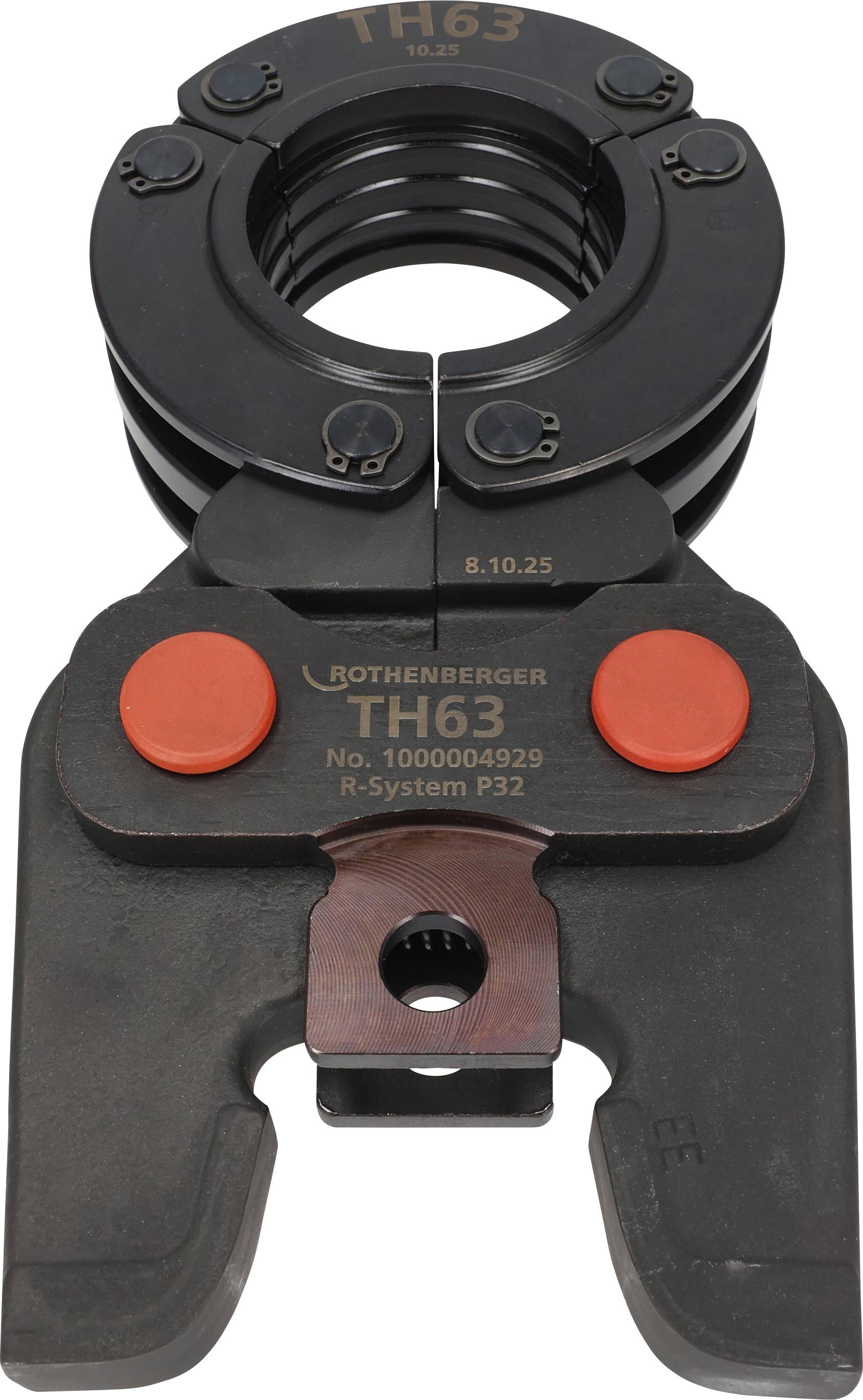 'Rothenberger TH63' Rohrklemmen-Werkzeug mit roten Akzenten, für Pressen ausgelegt; mit Produktnummer 1000004929, R-System P32.