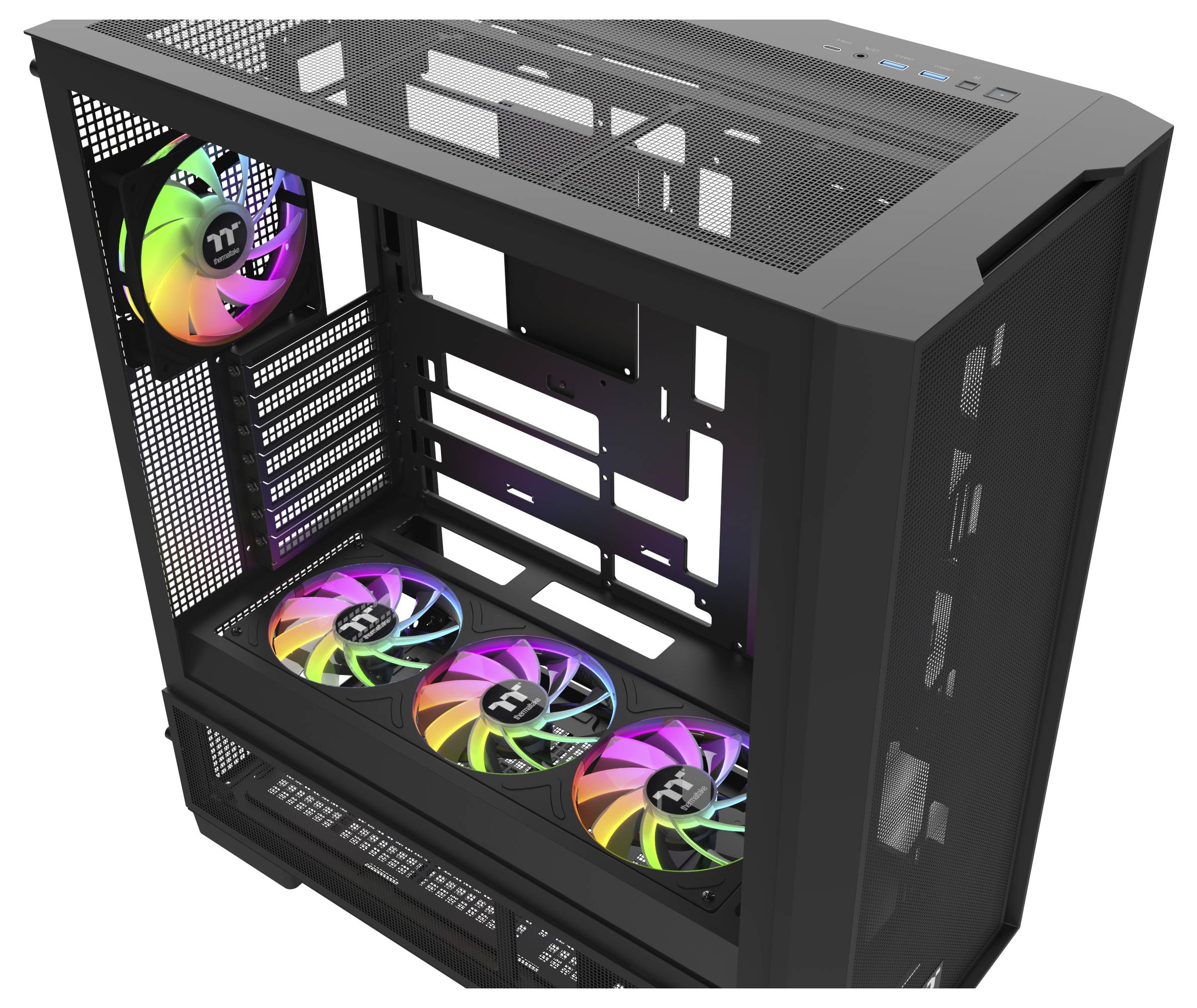 Ein eleganter schwarzer Computermonitor in Seitenansicht, der sein schlankes Profil und das kantige Ständerdesign zur Schau stellt.