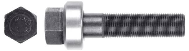 Ein Metallbolzen mit glatter gewölbter Kopfform und Gewellschaft, begleitet von einer passenden Mutter, beide in einer Seitenansicht dargestellt.