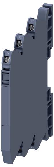 Ein schlankes, dunkelgraues elektronisches Bauteil mit vier sichtbaren Anschllussklemmen, die mit I1 bis I4 gekennzeichnet sind.