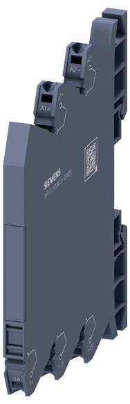 Ein schlankes, vertikales, graues elektronisches Modul mit vier sichtbaren Schraubklemmen, möglicherweise für industrielle oder elektrische Anwendungen verwendet.