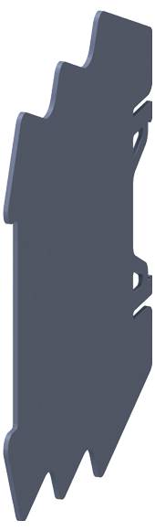 Eine abstrakte 3D-Form mit gezackten Kanten und Aussparungen, die einer stilisierten Silhouette ähnelt.