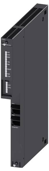Ein schlankes, schwarzes Industriemodul mit mehreren Anzeigeleuchten und Anschlüssen, wahrscheinlich Teil eines Automatisierungs- oder Kontrollsystems.