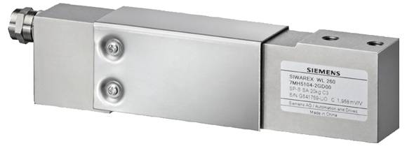 Eine rechteckige Siemens-Wägezelle, Modell SIWAREX WL 260, verwendet in der Automatisierung zur Messung von Gewicht oder Kraft.