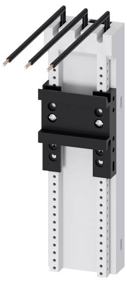 Ein Stromschienenstützhalter mit mehreren Schlitzen und montierten Kabeln, entwickelt für sichere Kabelführung in elektrischen Systemen.