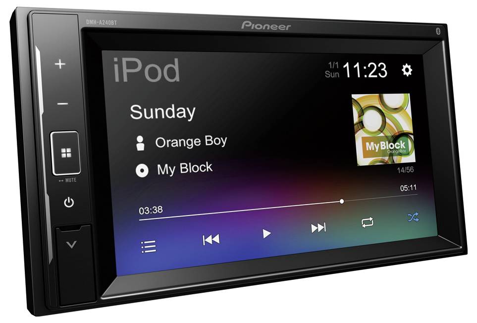 Pioneer-Autoradio-Display mit Musikschnittstelle. „iPod