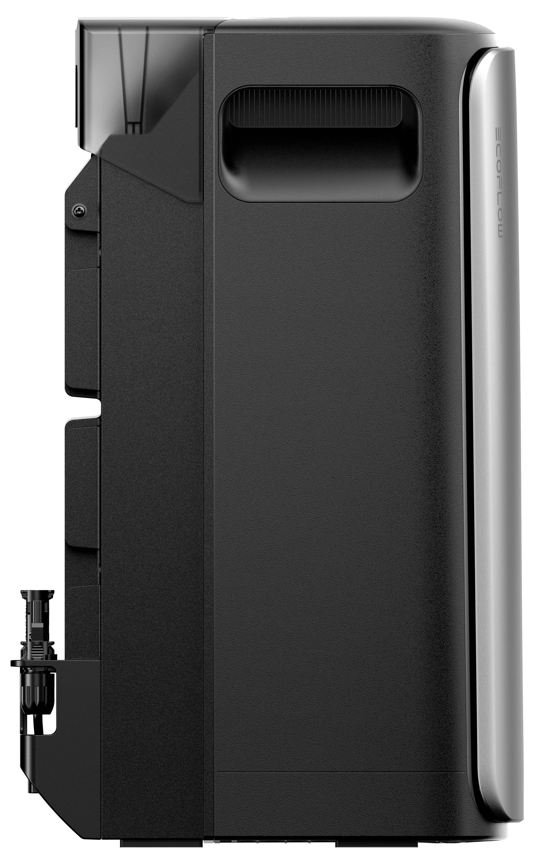 Ein schlanker, schwarzer Computer-Tower mit glatten Kanten und einer transparenten Seitenwand, die minimal sichtbare Komponenten zeigt.