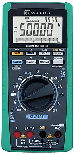 Digitales Multimeter mit einer Anzeige von „500,00