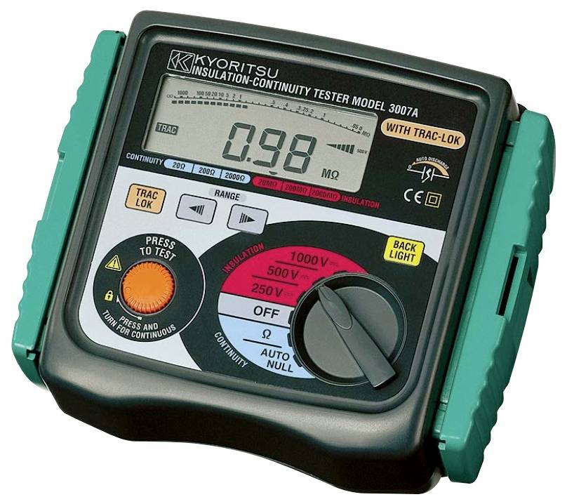 Digitales Isolationsdauer-Prüfgerät mit einem Display, das 0,98 Megaohm anzeigt, verwendet zum Messen des elektrischen Isolationswiderstands.