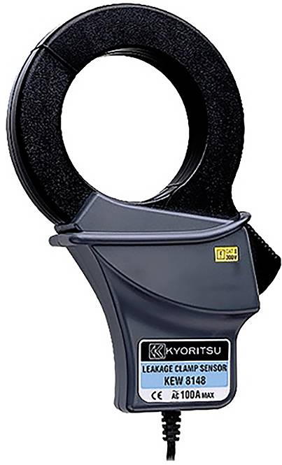 Ein Kyoritsu Leckstrom-Zangensensor, Modell KEW 8148, konzipiert zur Messung elektrischer Leckströme, mit einer maximalen Stromstärke von 100A.