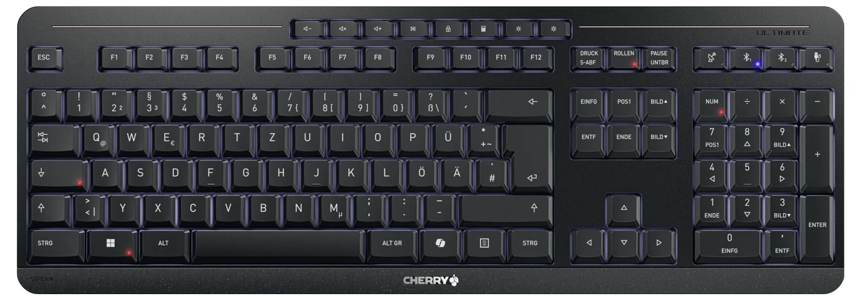 CHERRY STREAM DESKTOP ULTIMATE USB, Funk, Bluetooth® Tastatur, Maus-Set Integriertes Scrollrad Deutsch, QWERTZ Schwarz