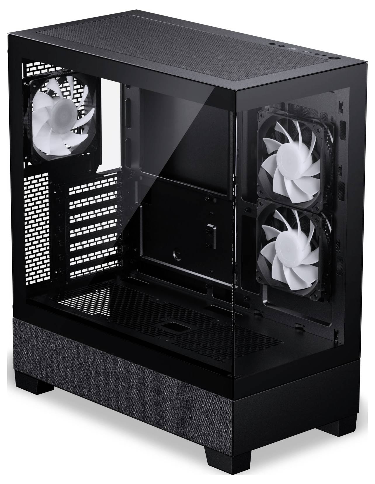 Computerkühler mit RGB-Beleuchtung in quadratischem Rahmen, der verschiedene Farben um die Kante herum anzeigt.