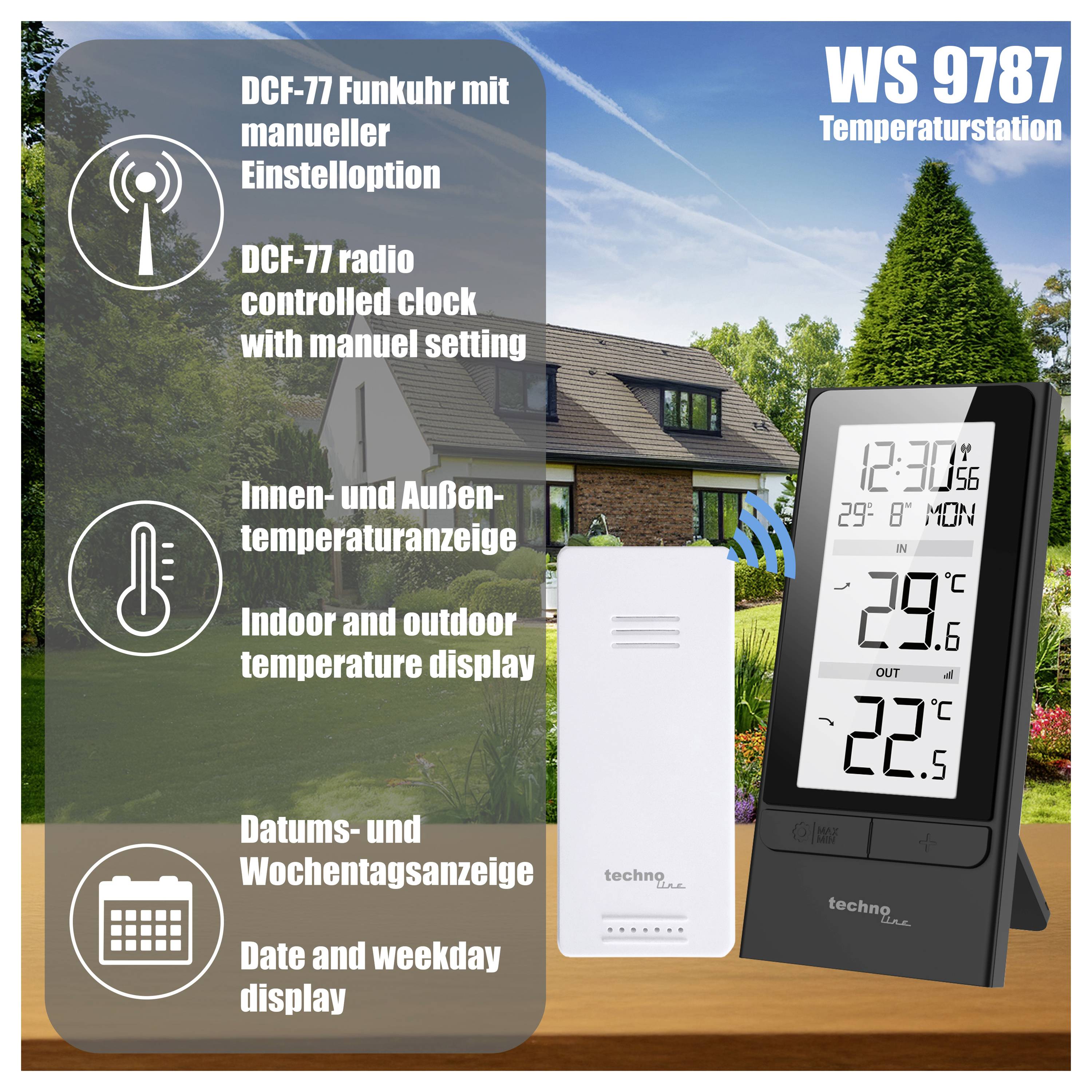 Techno Line WS9787 Funk-Wetterstation Anzahl Sensoren max. 1St.